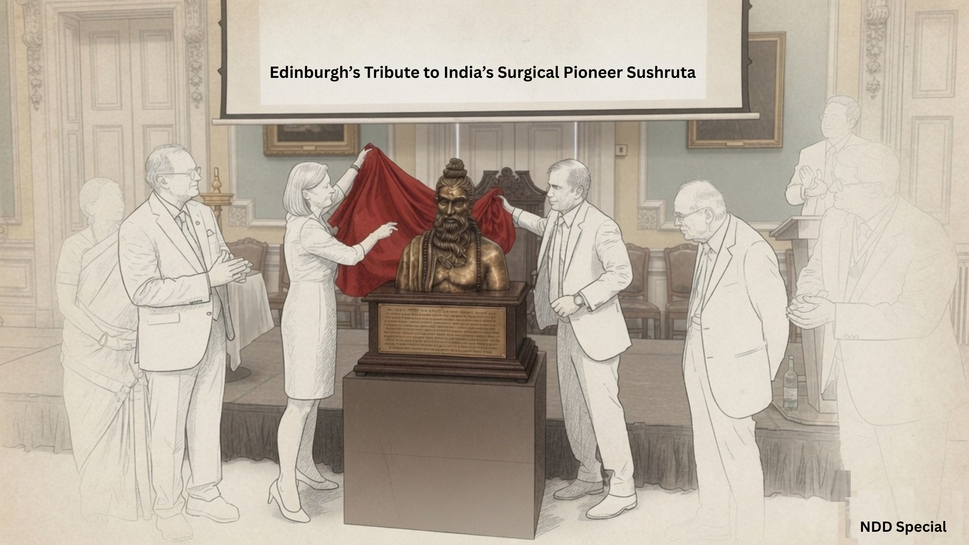 Edinburgh’s Tribute to Surgical Pioneer: Sushruta Statue Stands Tall at Historic Royal College