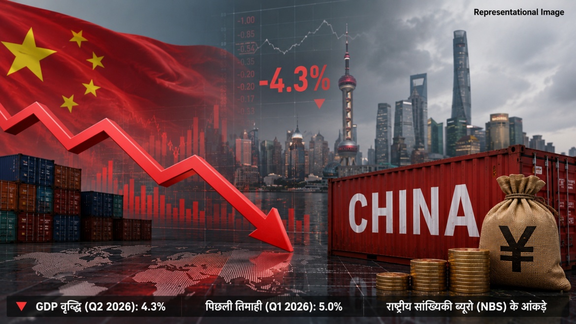 चीन की आर्थिक रफ्तार धीमी, दूसरी तिमाही में GDP वृद्धि 4.3%; वैश्विक बाजारों में बढ़ी चिंता
